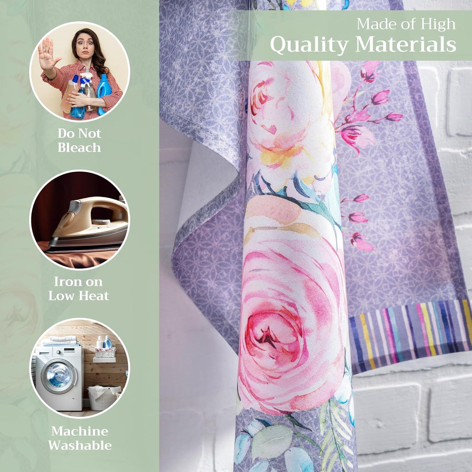 imageMaison d Hermine Kitchen Towels Set of 3 100 Cotton 20quot x 275quot Reusable Cloth Tea Dish Towels Absorbent with Hanging Loop for Kitchen Dining Thanksgiving Decorations Noel10  Sweet Rose Lavender  Lush