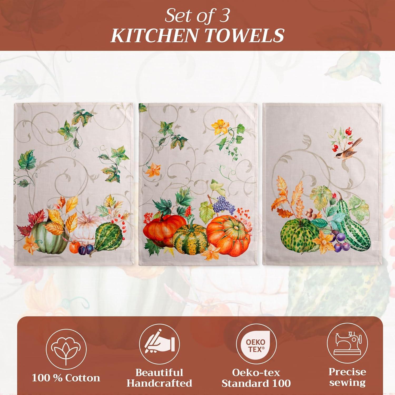 imageMaison d Hermine Kitchen Towels Set of 3 100 Cotton 20quot x 275quot Reusable Cloth Tea Dish Towels Absorbent with Hanging Loop for Kitchen Dining Thanksgiving Decorations Holy Jouy  Brown19  Lumina