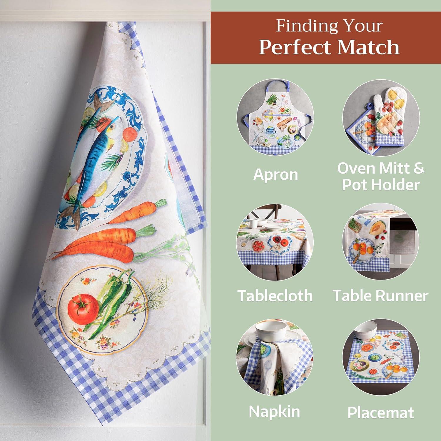 imageMaison d Hermine Kitchen Towels Set of 3 100 Cotton 20quot x 275quot Reusable Cloth Tea Dish Towels Absorbent with Hanging Loop for Kitchen Dining Thanksgiving Decorations Holy Jouy  Brown26  Gourmand