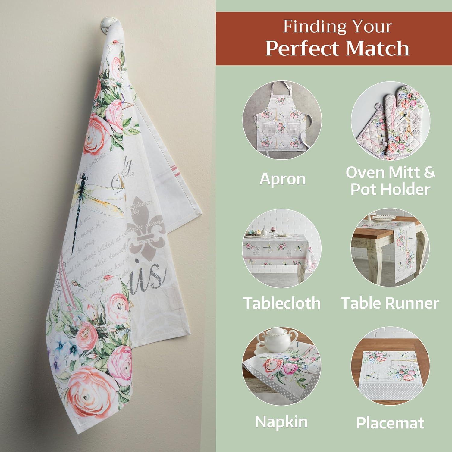 imageMaison d Hermine Kitchen Towels Set of 3 100 Cotton 20quot x 275quot Reusable Cloth Tea Dish Towels Absorbent with Hanging Loop for Kitchen Dining Thanksgiving Decorations Holy Jouy  Brown21  Champ De Mars