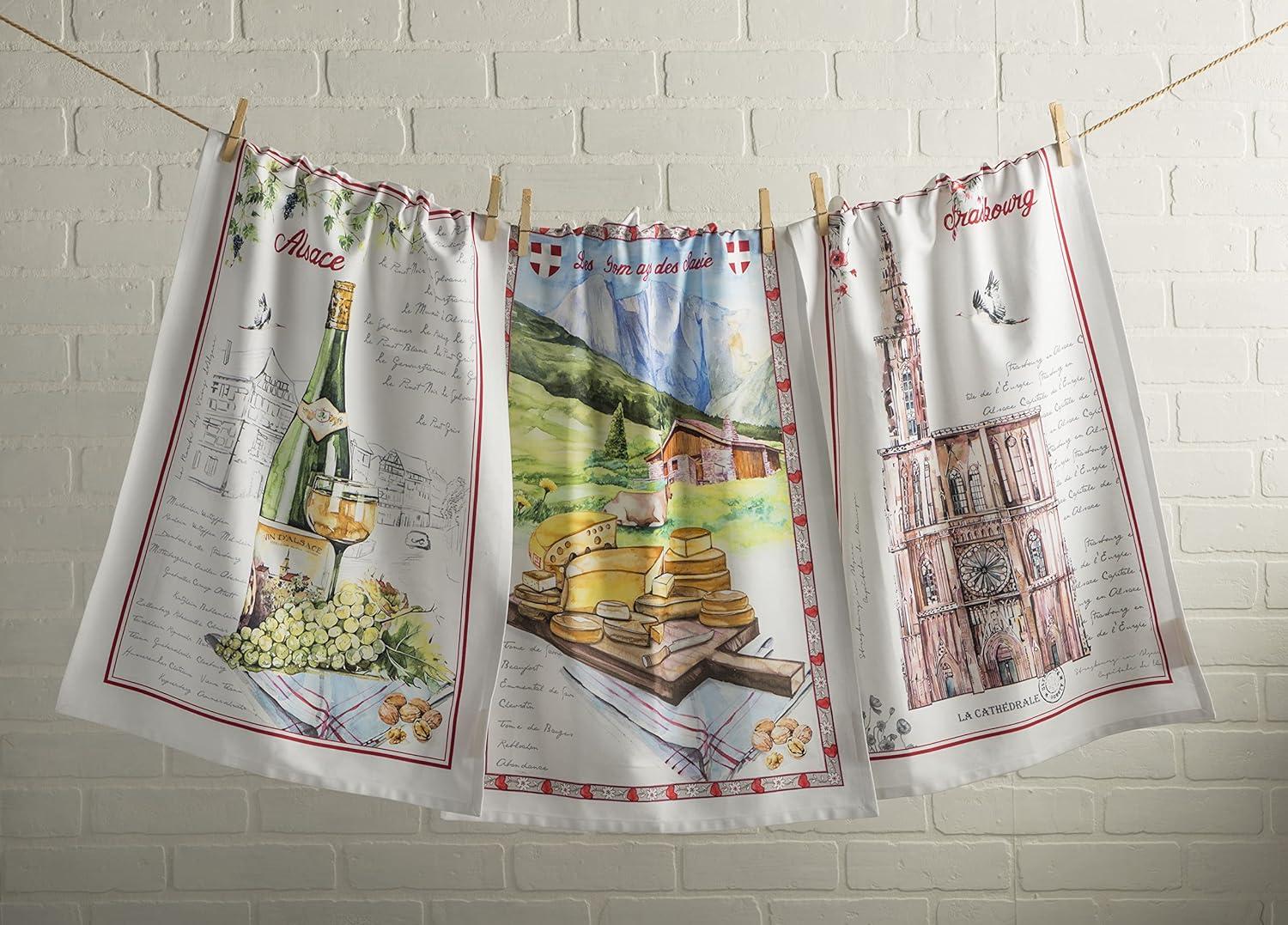 imageMaison d Hermine Kitchen Towels Set of 3 100 Cotton 20quot x 275quot Reusable Cloth Tea Dish Towels Absorbent with Hanging Loop for Kitchen Dining Thanksgiving Decorations Holy Jouy  Brown05  Ribeauville