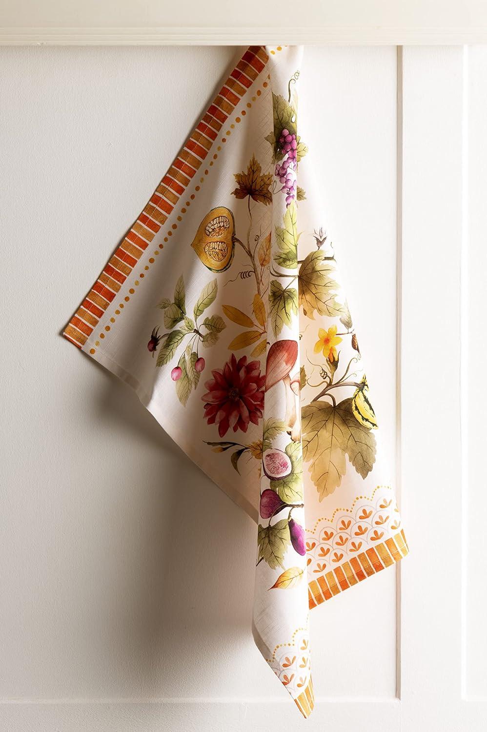 imageMaison d Hermine Kitchen Towels Set of 3 100 Cotton 20quot x 275quot Reusable Cloth Tea Dish Towels Absorbent with Hanging Loop for Kitchen Dining Thanksgiving Decorations Holy Jouy  Brown16  Pumpkin Garden  Cloudy Cream