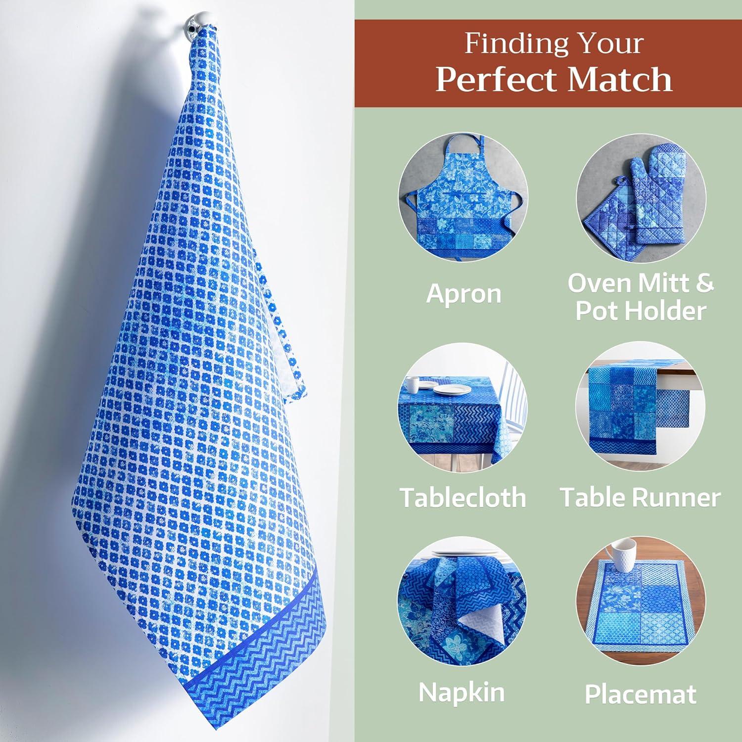 imageMaison d Hermine Kitchen Towels Set of 3 100 Cotton 20quot x 275quot Reusable Cloth Tea Dish Towels Absorbent with Hanging Loop for Kitchen Dining Thanksgiving Decorations Holy Jouy  Brown02  Indigo Love