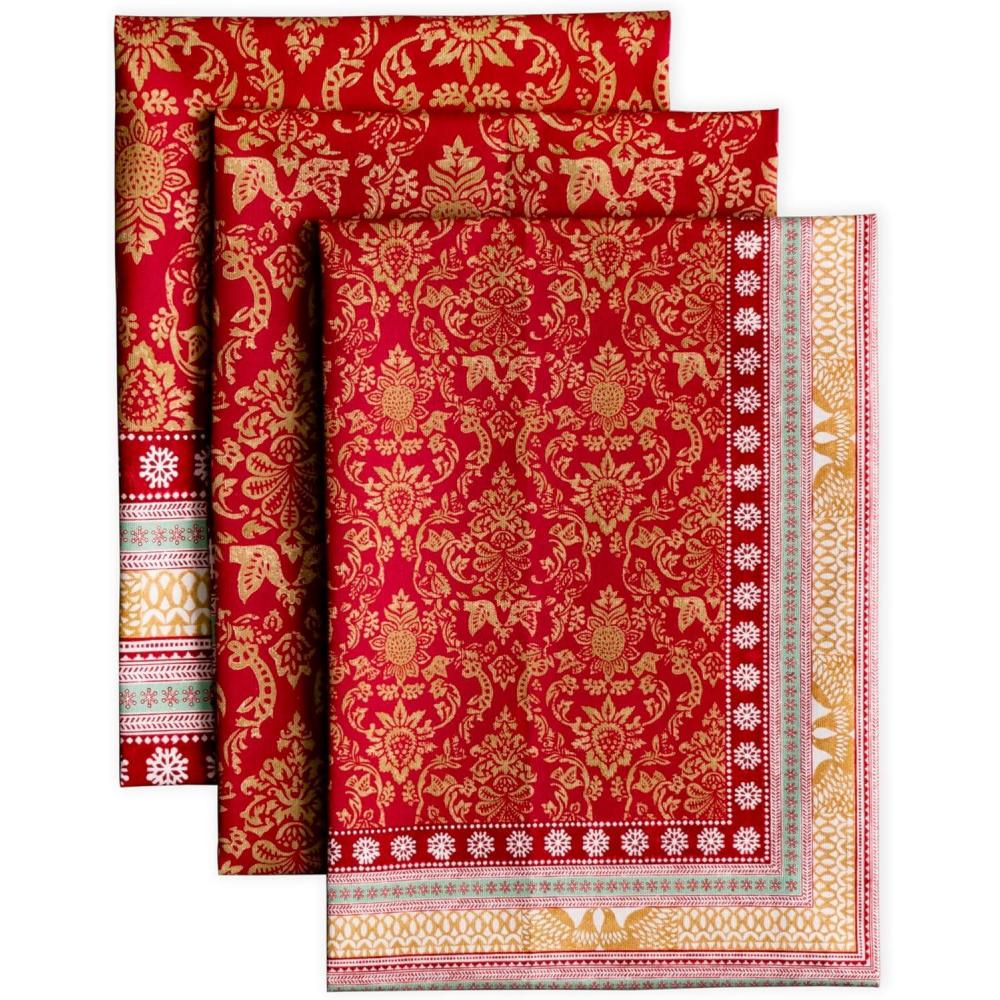 imageMaison d Hermine Kitchen Towels Set of 3 100 Cotton 20quot x 275quot Reusable Cloth Tea Dish Towels Absorbent with Hanging Loop for Kitchen Dining Thanksgiving Decorations Holy Jouy  Brown28  Sofia