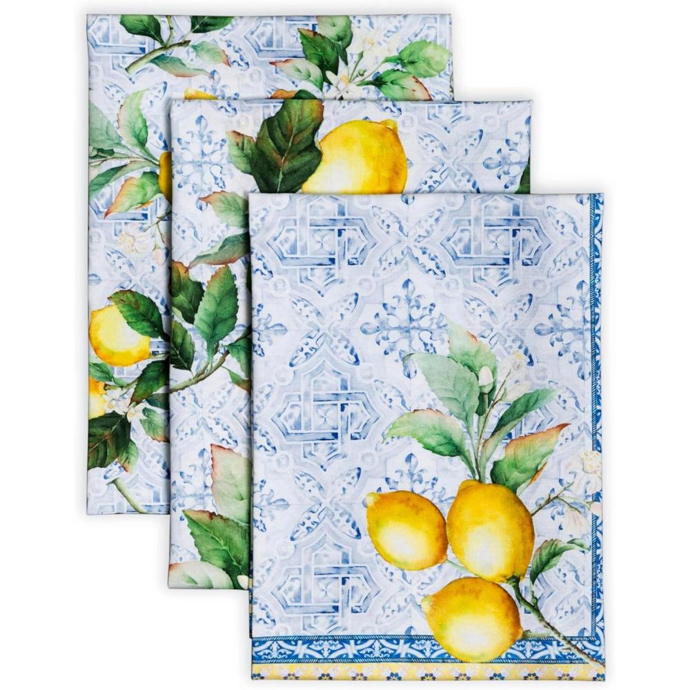 imageMaison d Hermine Kitchen Towels Set of 3 100 Cotton 20quot x 275quot Reusable Cloth Tea Dish Towels Absorbent with Hanging Loop for Kitchen Dining Thanksgiving Decorations Noel22  Citrus
