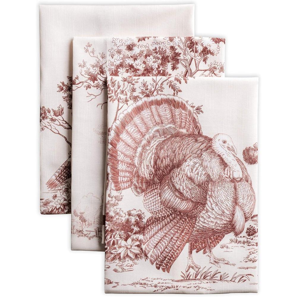 imageMaison d Hermine Kitchen Towels Set of 3 100 Cotton 20quot x 275quot Reusable Cloth Tea Dish Towels Absorbent with Hanging Loop for Kitchen Dining Thanksgiving Decorations Holy Jouy  Brown03  Holy Jouy  Brown