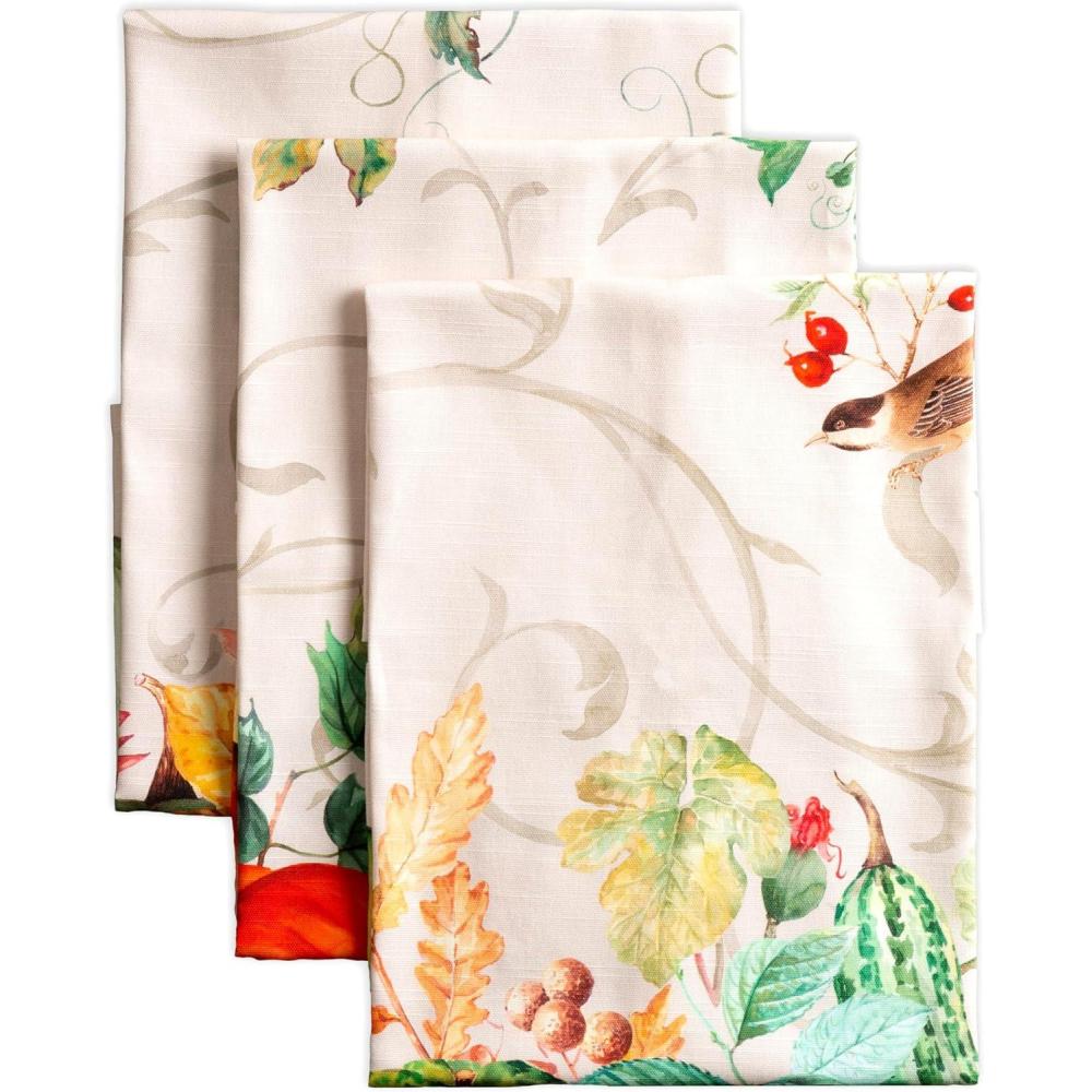 imageMaison d Hermine Kitchen Towels Set of 3 100 Cotton 20quot x 275quot Reusable Cloth Tea Dish Towels Absorbent with Hanging Loop for Kitchen Dining Thanksgiving Decorations Holy Jouy  Brown19  Lumina