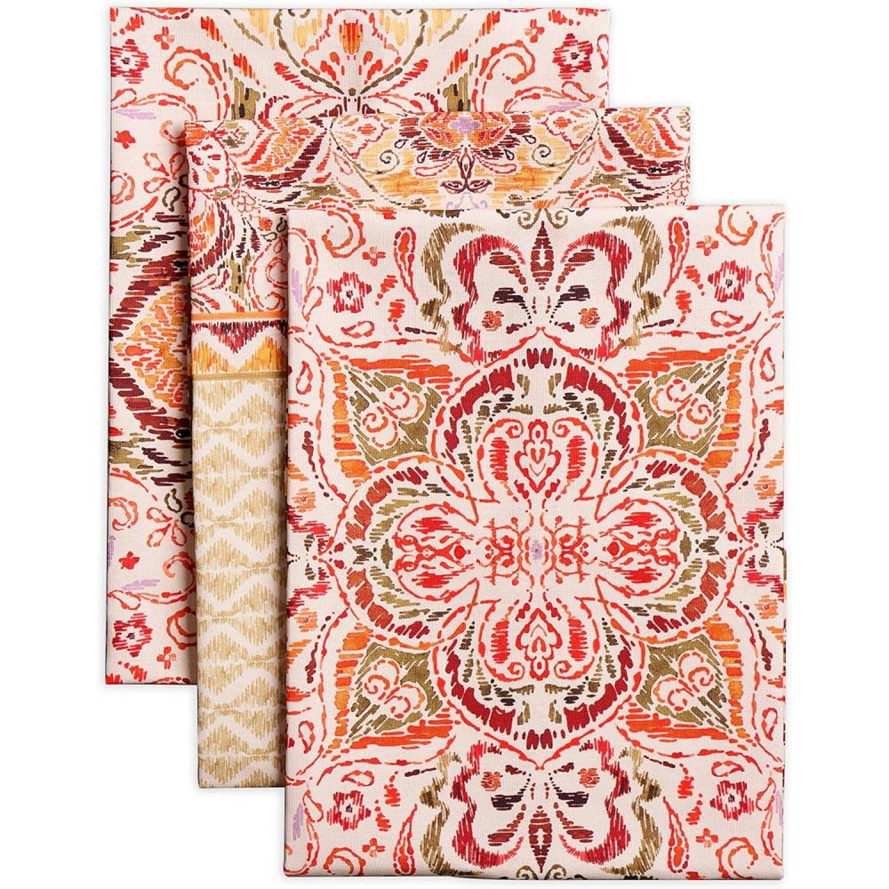 imageMaison d Hermine Kitchen Towels Set of 3 100 Cotton 20quot x 275quot Reusable Cloth Tea Dish Towels Absorbent with Hanging Loop for Kitchen Dining Thanksgiving Decorations Holy Jouy  Brown25  Damask