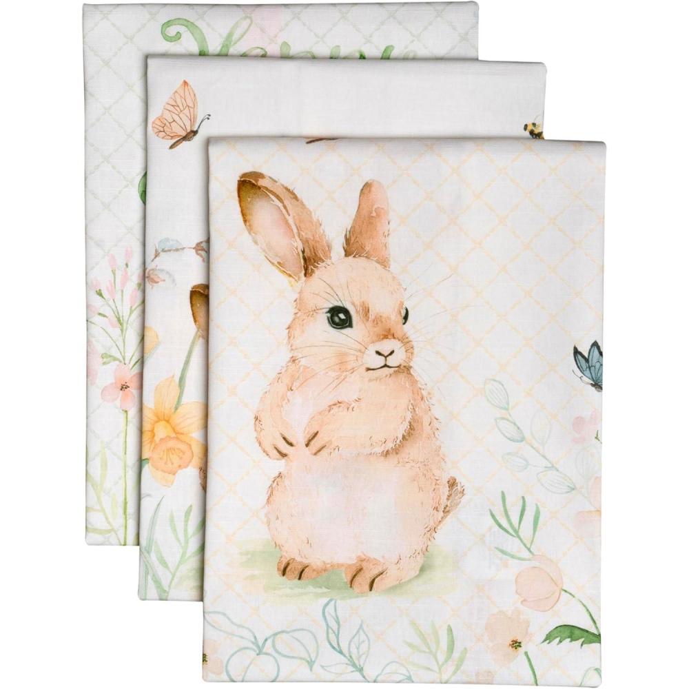 imageMaison d Hermine Kitchen Towels Set of 3 100 Cotton 20quot x 275quot Reusable Cloth Tea Dish Towels Absorbent with Hanging Loop for Kitchen Dining Thanksgiving Decorations Holy Jouy  Brown13  Easter Dew