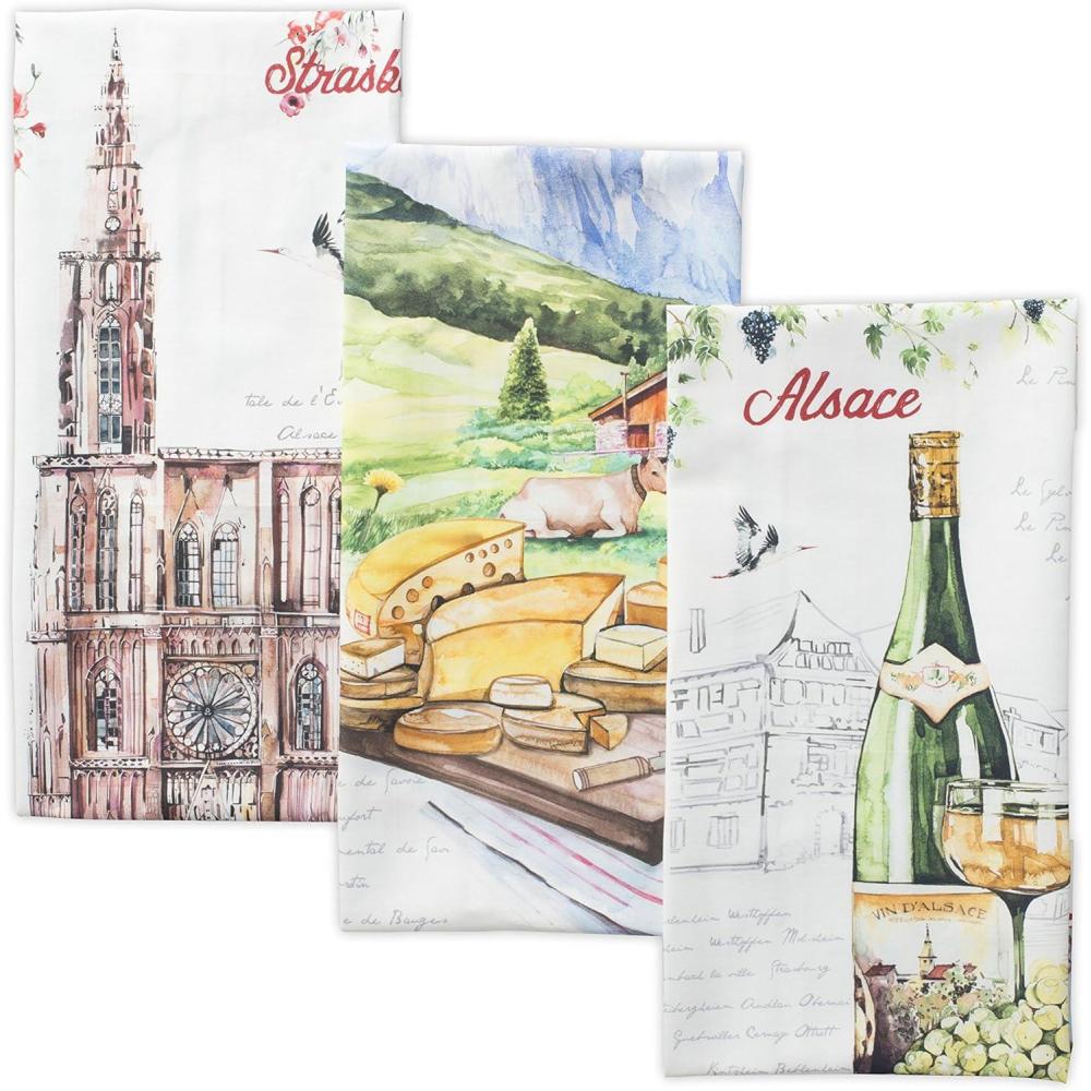 imageMaison d Hermine Kitchen Towels Set of 3 100 Cotton 20quot x 275quot Reusable Cloth Tea Dish Towels Absorbent with Hanging Loop for Kitchen Dining Thanksgiving Decorations Holy Jouy  Brown05  Ribeauville