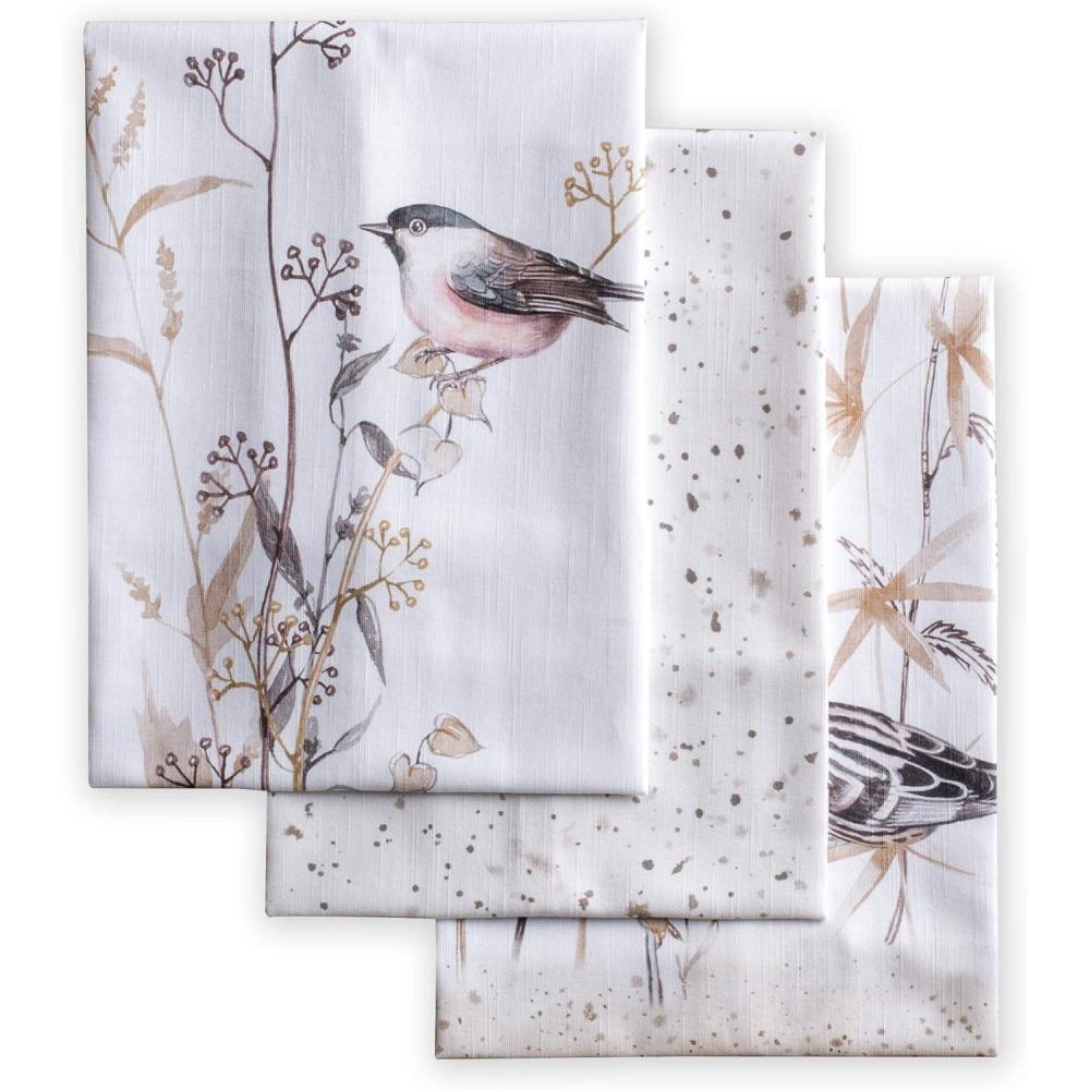 imageMaison d Hermine Kitchen Towels Set of 3 100 Cotton 20quot x 275quot Reusable Cloth Tea Dish Towels Absorbent with Hanging Loop for Kitchen Dining Thanksgiving Decorations Holy Jouy  Brown04  Meadow Florals  Brown