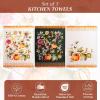 imageMaison d Hermine Kitchen Towels Set of 3 100 Cotton 20quot x 275quot Reusable Cloth Tea Dish Towels Absorbent with Hanging Loop for Kitchen Dining Thanksgiving Decorations Holy Jouy  Brown16  Pumpkin Garden  Cloudy Cream