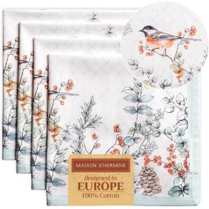 imageMaison d Hermine Cloth Napkins Set of 4 100 Cotton for Thanksgiving Decorations Everyday Reusable Square Fall Napkins Cloth Washable Dinner Party Wedding Pumpkin Garden  Dark Green 20quotx20quot30  Whitish Shabby Chique