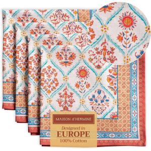 imageMaison d Hermine Cloth Napkins Set of 4 100 Cotton for Thanksgiving Decorations Everyday Reusable Square Fall Napkins Cloth Washable Dinner Party Wedding Pumpkin Garden  Dark Green 20quotx20quot10  Romane