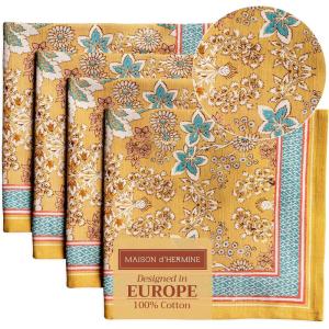 imageMaison d Hermine Cloth Napkins Set of 4 100 Cotton for Thanksgiving Decorations Everyday Reusable Square Fall Napkins Cloth Washable Dinner Party Wedding Pumpkin Garden  Dark Green 20quotx20quot05  Marquise