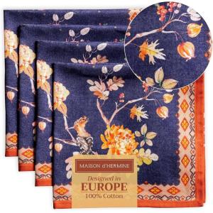 imageMaison d Hermine Cloth Napkins Set of 4 100 Cotton for Thanksgiving Decorations Everyday Reusable Square Fall Napkins Cloth Washable Dinner Party Wedding Pumpkin Garden  Dark Green 20quotx20quot04  Kelim  Infinity