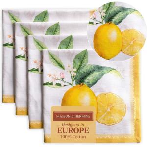 imageMaison d Hermine Cloth Napkins Set of 4 100 Cotton for Thanksgiving Decorations Everyday Reusable Square Fall Napkins Cloth Washable Dinner Party Wedding Pumpkin Garden  Dark Green 20quotx20quot24  Limoncello