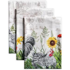 imageMaison d Hermine Kitchen Towels Set of 3 100 Cotton 20quot x 275quot Reusable Cloth Tea Dish Towels Absorbent with Hanging Loop for Kitchen Dining Thanksgiving Decorations Noel03  Basse Cour