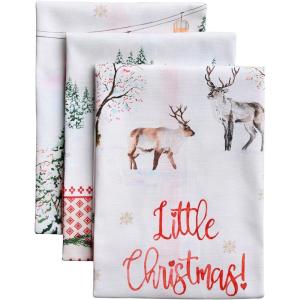 imageMaison d Hermine Kitchen Towels Set of 3 100 Cotton 20quot x 275quot Reusable Cloth Tea Dish Towels Absorbent with Hanging Loop for Kitchen Dining Thanksgiving Decorations Noel28  Rural Christmas