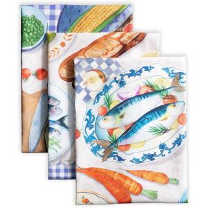 imageMaison d Hermine Kitchen Towels Set of 3 100 Cotton 20quot x 275quot Reusable Cloth Tea Dish Towels Absorbent with Hanging Loop for Kitchen Dining Thanksgiving Decorations Holy Jouy  Brown26  Gourmand