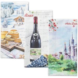 imageMaison d Hermine Kitchen Towels Set of 3 100 Cotton 20quot x 275quot Reusable Cloth Tea Dish Towels Absorbent with Hanging Loop for Kitchen Dining Thanksgiving Decorations Holy Jouy  Brown23  Obernai