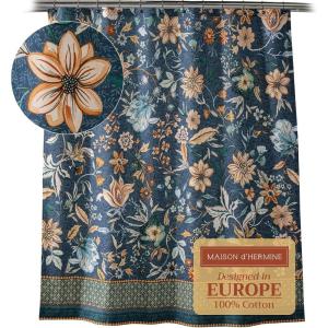 imageMaison d Hermine Shower Curtain 100 Cotton One Panel 70quotx72quot Washable Fabric Shower Curtains for Bathroom Easy Hanging with 12 Button Holes  Home Farmhouse Hotel Spa Luxury Loft  Peach30  Luxury Loft  Dark Teal