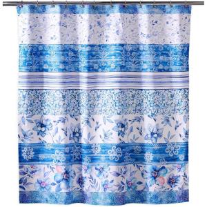 imageMaison d Hermine Shower Curtain 100 Cotton One Panel 70quotx72quot Washable Fabric Shower Curtains for Bathroom Easy Hanging with 12 Button Holes  Home Farmhouse Hotel Spa Luxury Loft  Peach24  Summer Blues