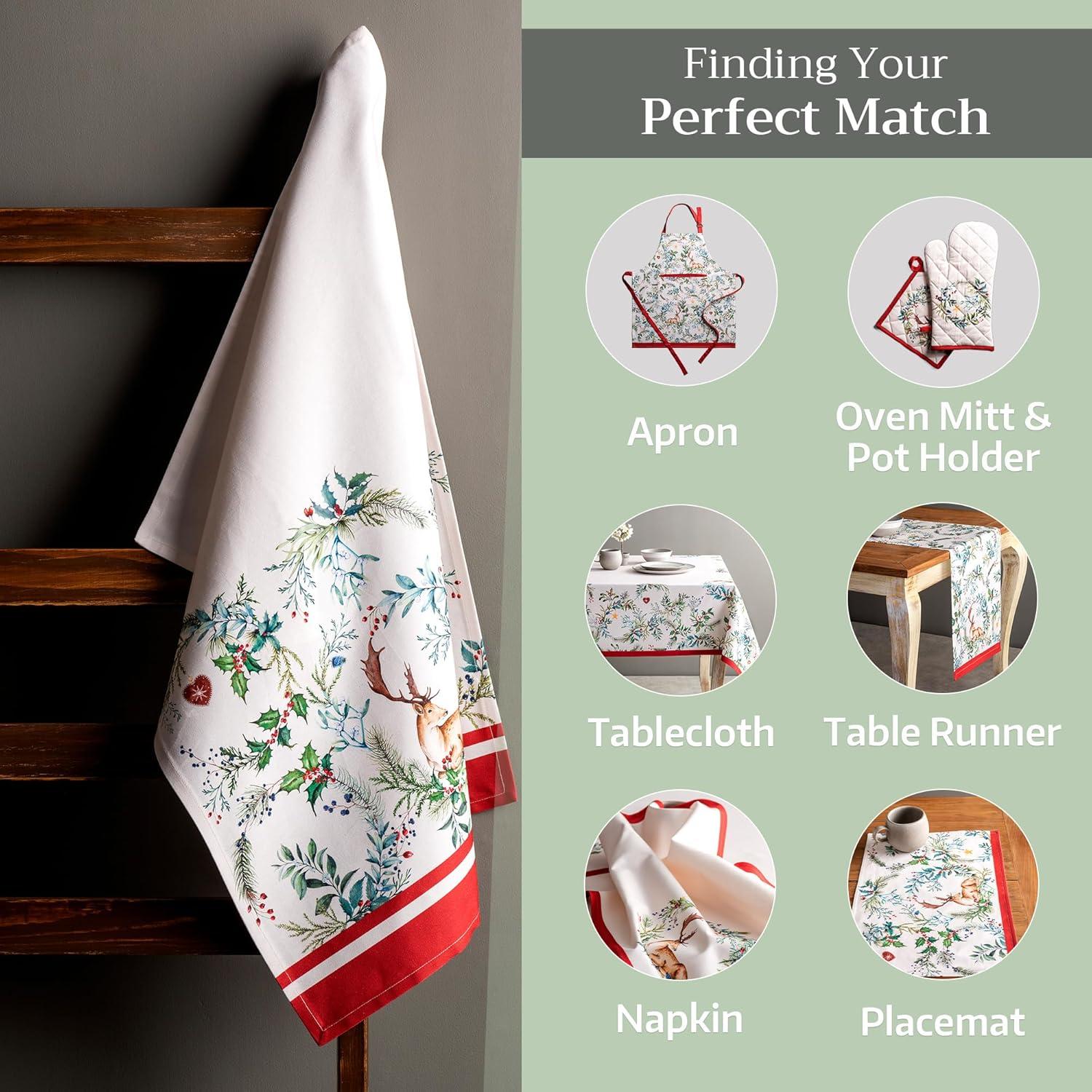 imageMaison d Hermine Kitchen Towels Set of 3 100 Cotton 20quot x 275quot Reusable Cloth Tea Dish Towels Absorbent with Hanging Loop for Kitchen Dining Thanksgiving Christmas Decorations Nila06  Holly Time