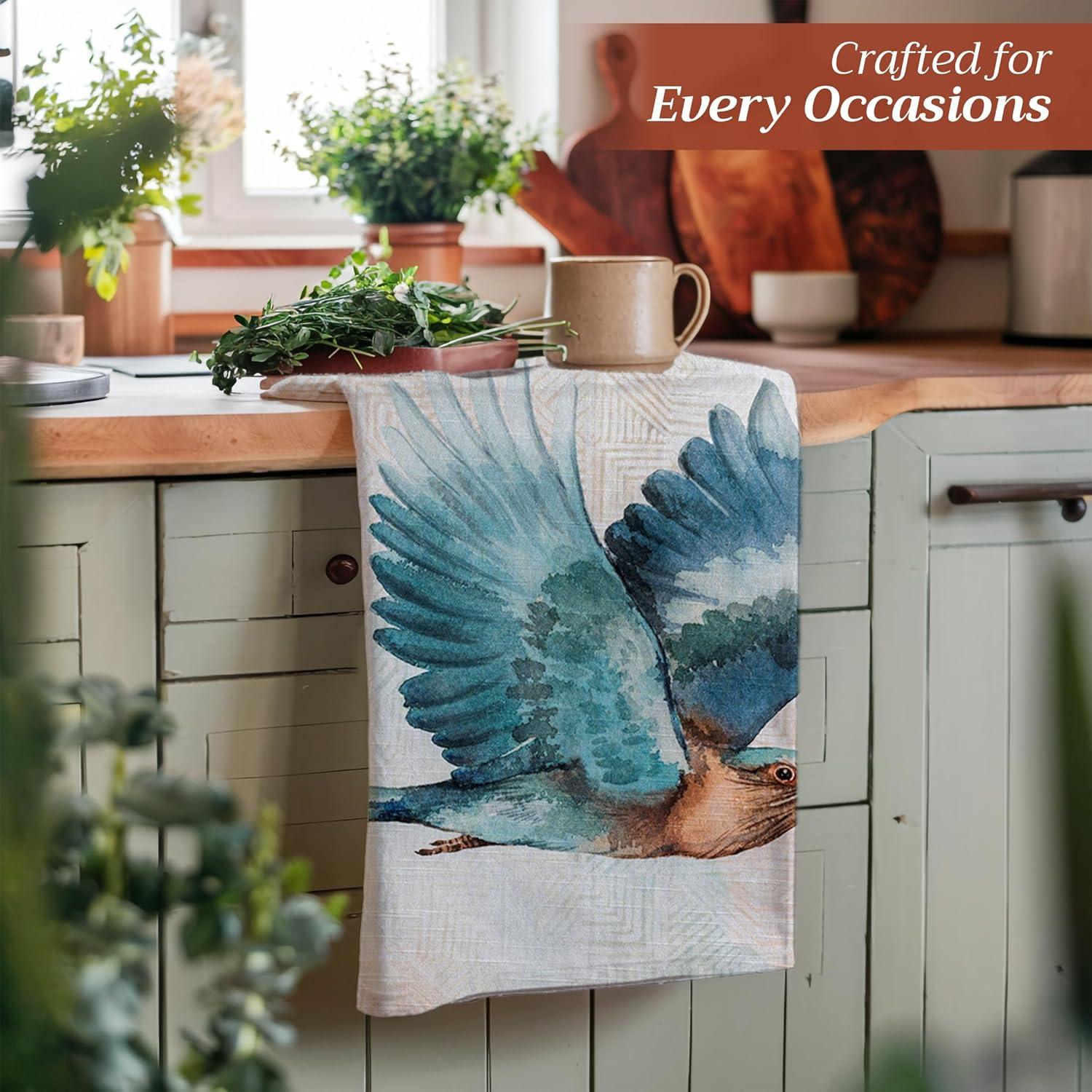 imageMaison d Hermine Kitchen Towels Set of 3 100 Cotton 20quot x 275quot Reusable Cloth Tea Dish Towels Absorbent with Hanging Loop for Kitchen Dining Thanksgiving Christmas Decorations Recolte27  Flying Birds