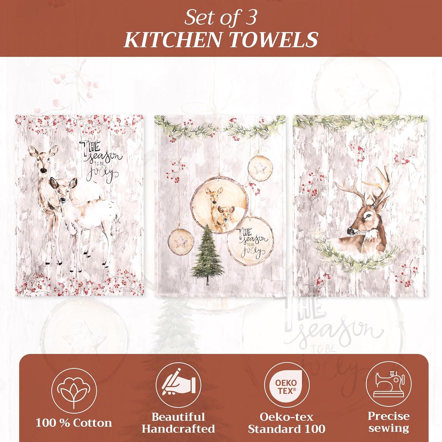 imageMaison d Hermine Kitchen Towels Set of 3 100 Cotton 20quot x 275quot Reusable Cloth Tea Dish Towels Absorbent with Hanging Loop for Kitchen Dining Thanksgiving Christmas Decorations Recolte24  Mountain Life