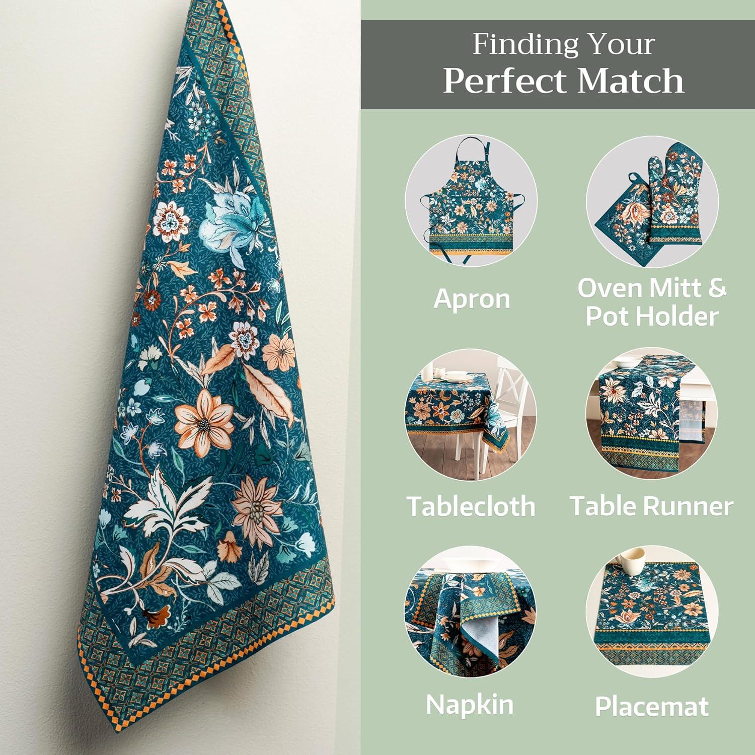 imageMaison d Hermine Kitchen Towels Set of 3 100 Cotton 20quot x 275quot Reusable Cloth Tea Dish Towels Absorbent with Hanging Loop for Kitchen Dining Thanksgiving Christmas Decorations Recolte31  Luxury Loft  Dark Teal