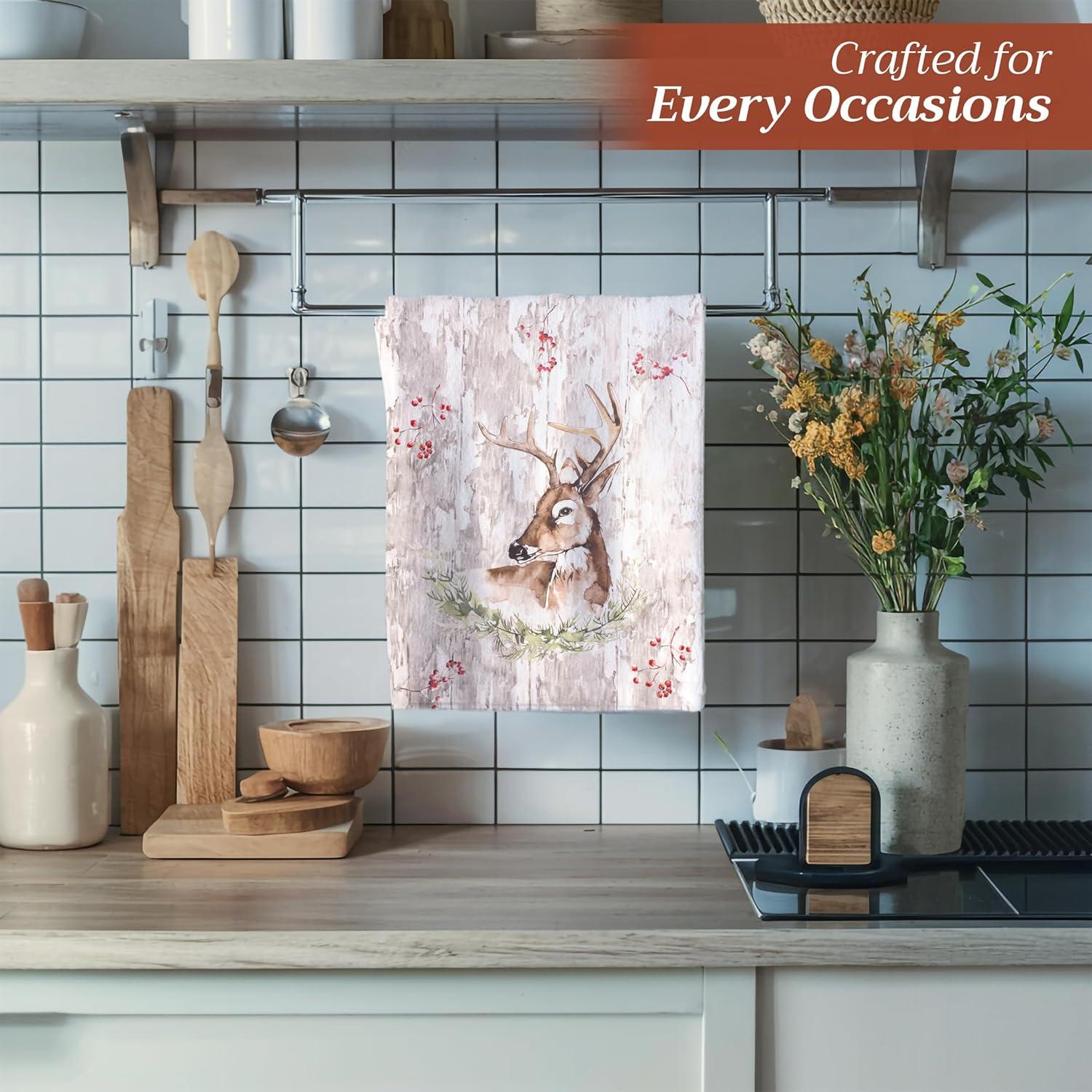 imageMaison d Hermine Kitchen Towels Set of 3 100 Cotton 20quot x 275quot Reusable Cloth Tea Dish Towels Absorbent with Hanging Loop for Kitchen Dining Thanksgiving Christmas Decorations Recolte24  Mountain Life