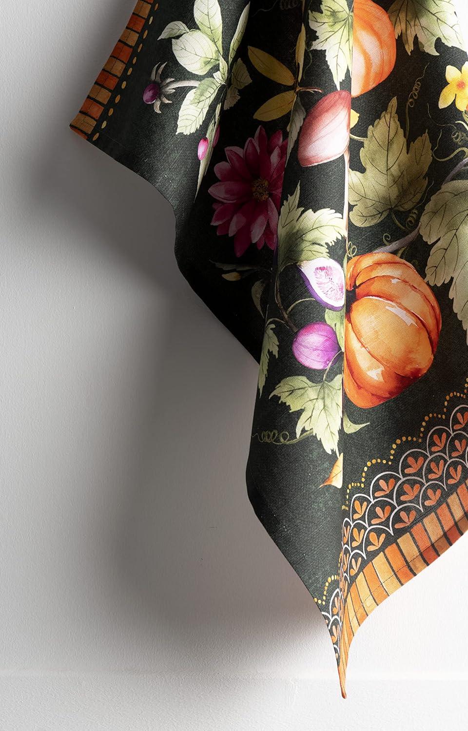 imageMaison d Hermine Kitchen Towels Set of 3 100 Cotton 20quot x 275quot Reusable Cloth Tea Dish Towels Absorbent with Hanging Loop for Kitchen Dining Thanksgiving Christmas Decorations Recolte08  Pumpkin Garden  Dark Green