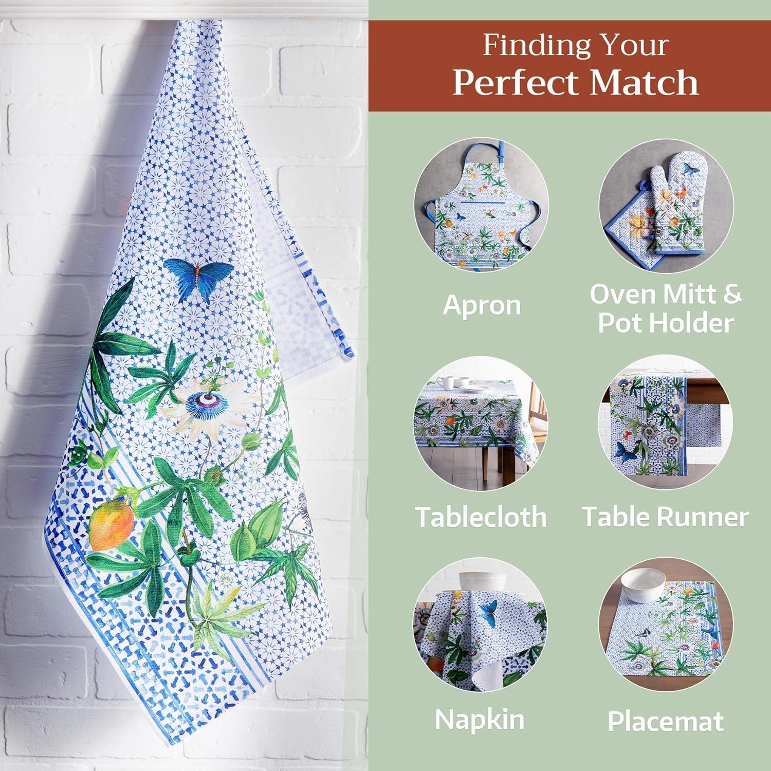 imageMaison d Hermine Kitchen Towels Set of 3 100 Cotton 20quot x 275quot Reusable Cloth Tea Dish Towels Absorbent with Hanging Loop for Kitchen Dining Thanksgiving Christmas Decorations Recolte18  Passiflora