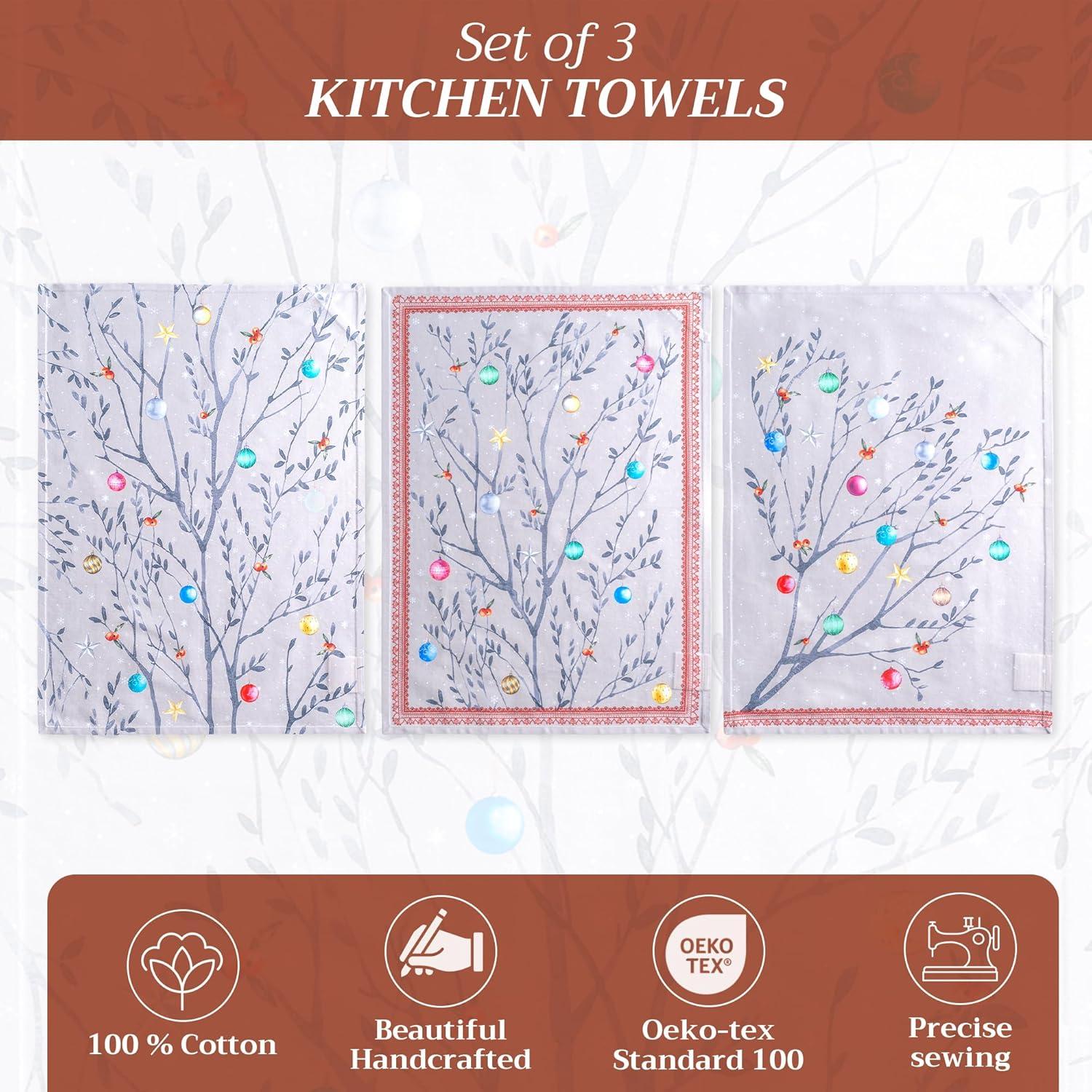 imageMaison d Hermine Kitchen Towels Set of 3 100 Cotton 20quot x 275quot Reusable Cloth Tea Dish Towels Absorbent with Hanging Loop for Kitchen Dining Thanksgiving Christmas Decorations Nila16  Fairy Christmas