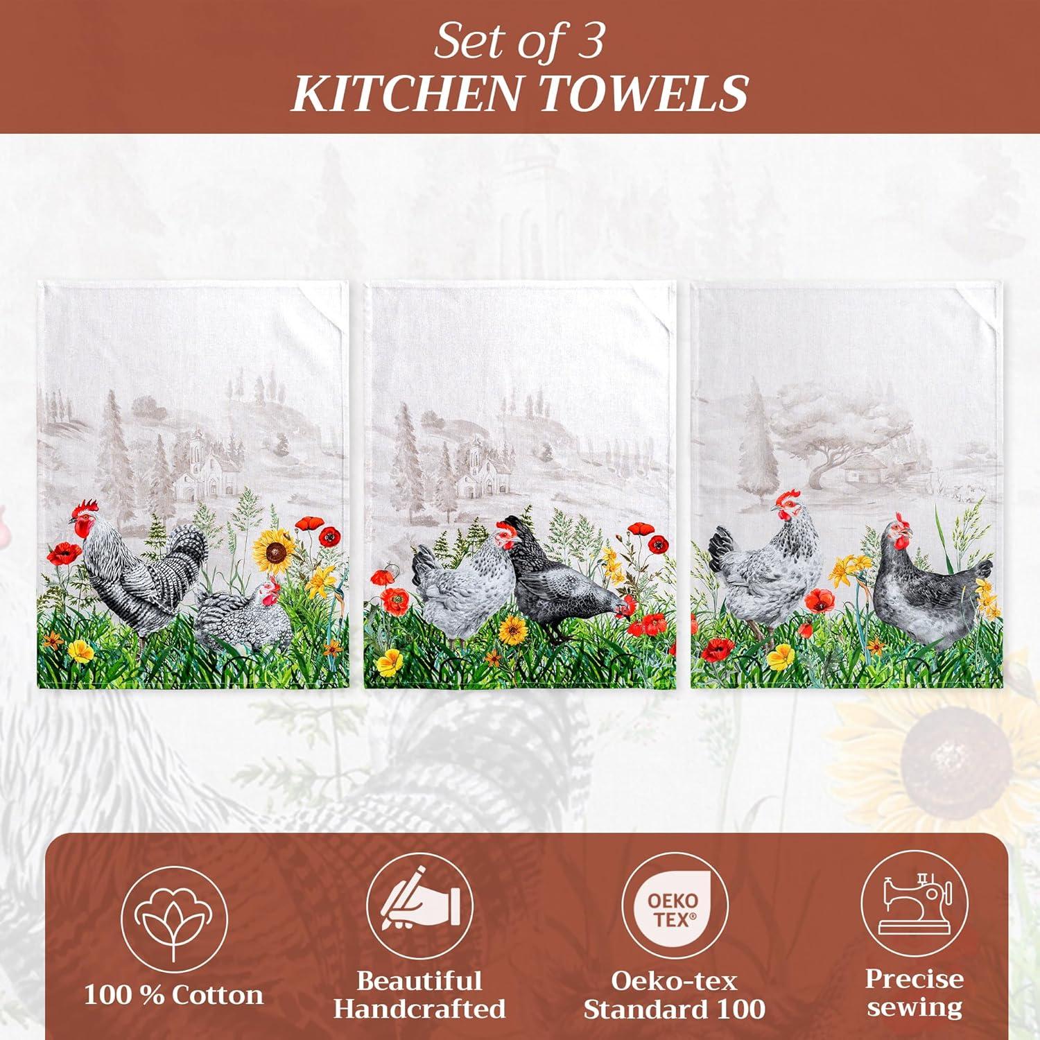 imageMaison d Hermine Kitchen Towels Set of 3 100 Cotton 20quot x 275quot Reusable Cloth Tea Dish Towels Absorbent with Hanging Loop for Kitchen Dining Thanksgiving Christmas Decorations Recolte03  Basse Cour