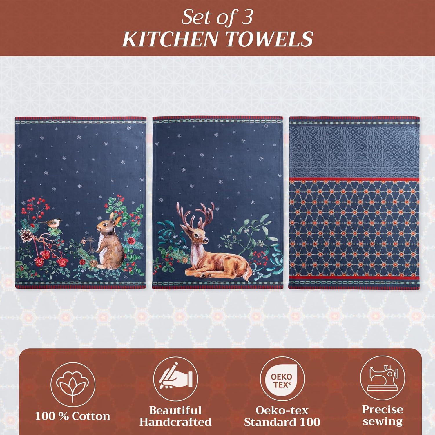 imageMaison d Hermine Kitchen Towels Set of 3 100 Cotton 20quot x 275quot Reusable Cloth Tea Dish Towels Absorbent with Hanging Loop for Kitchen Dining Thanksgiving Christmas Decorations Recolte04  Christmas Joy