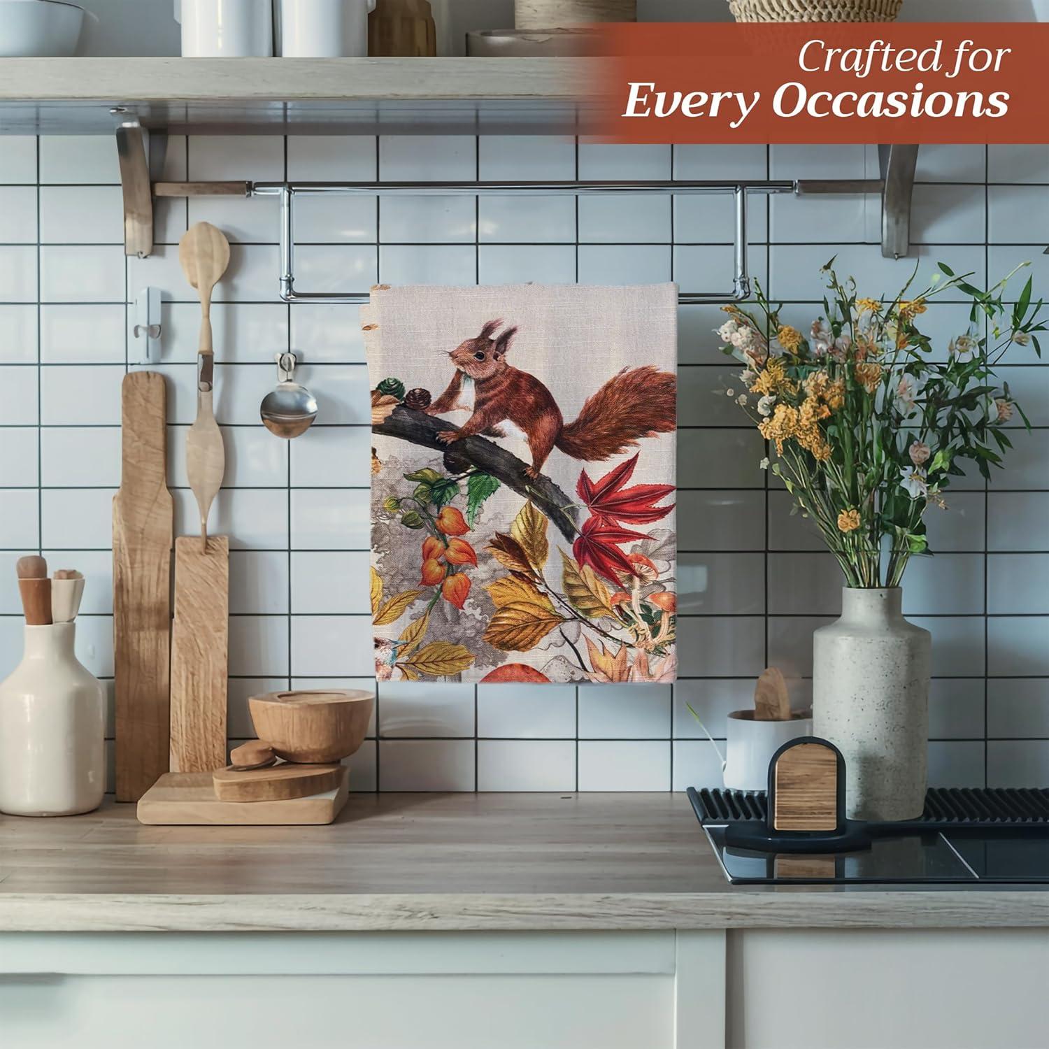 imageMaison d Hermine Kitchen Towels Set of 3 100 Cotton 20quot x 275quot Reusable Cloth Tea Dish Towels Absorbent with Hanging Loop for Kitchen Dining Thanksgiving Christmas Decorations Recolte12  Recolte