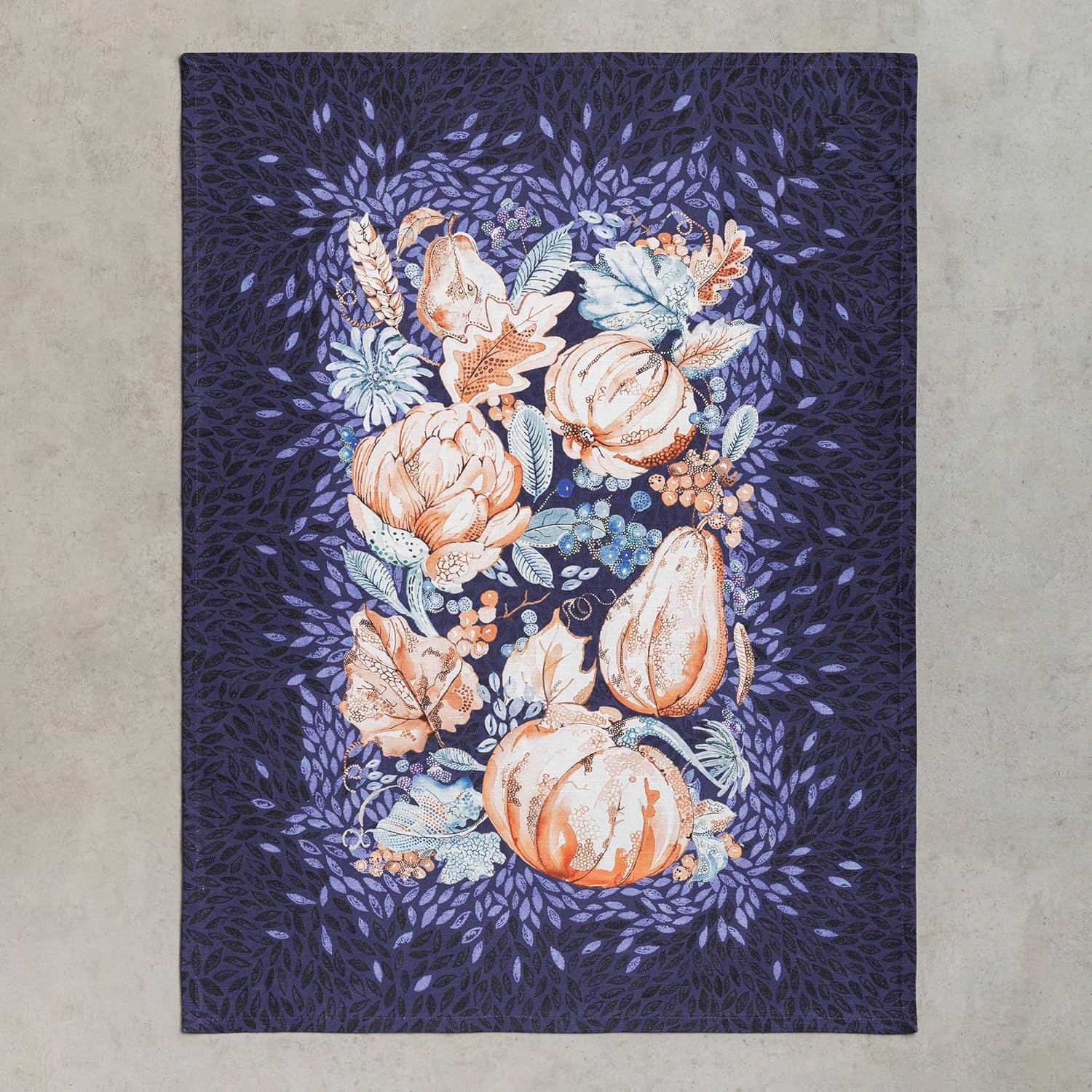 imageMaison d Hermine Kitchen Towels Set of 3 100 Cotton 20quot x 275quot Reusable Cloth Tea Dish Towels Absorbent with Hanging Loop for Kitchen Dining Thanksgiving Christmas Decorations Nila14  Pumpkin Blues