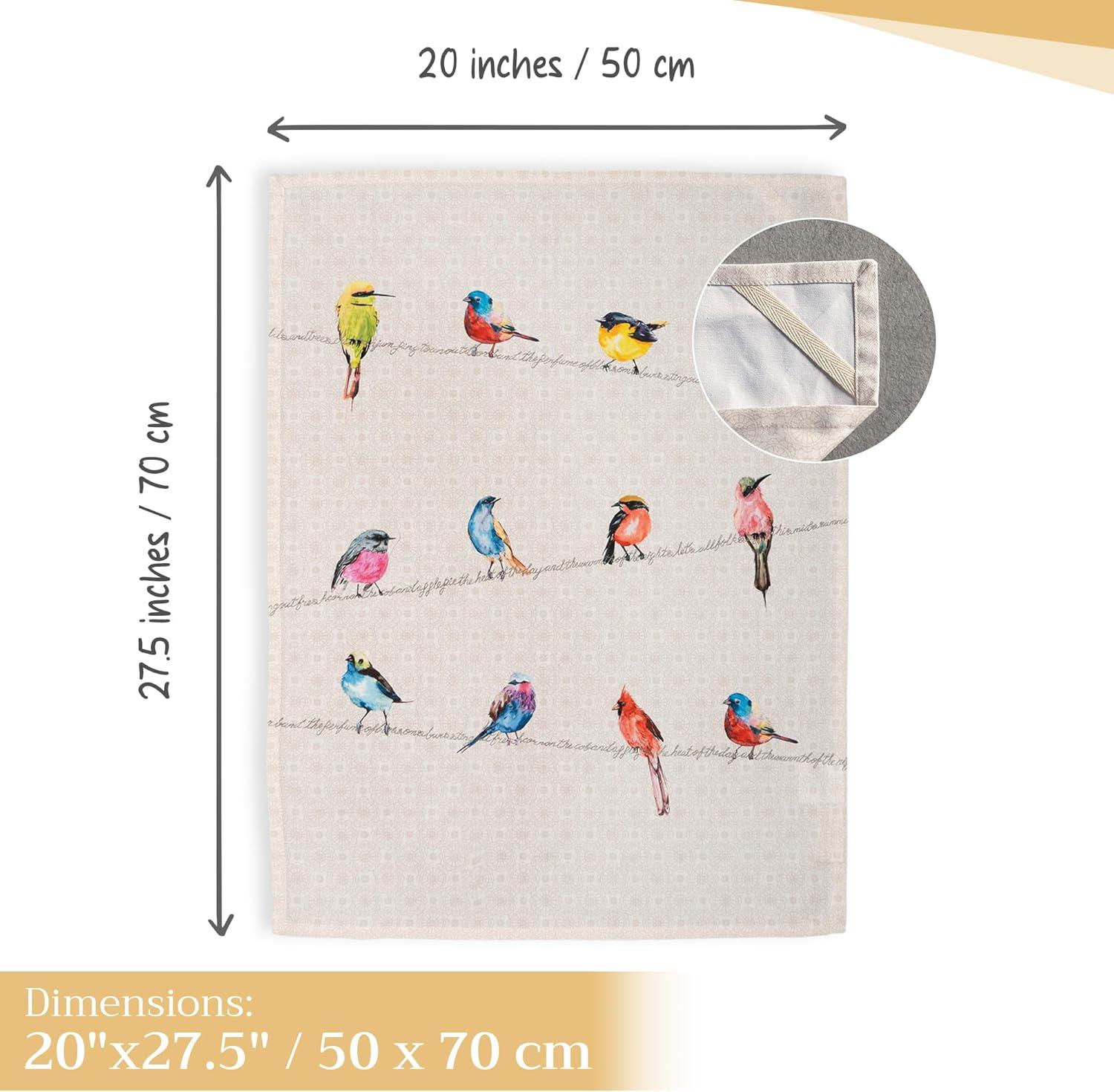 imageMaison d Hermine Kitchen Towels Set of 3 100 Cotton 20quot x 275quot Reusable Cloth Tea Dish Towels Absorbent with Hanging Loop for Kitchen Dining Thanksgiving Christmas Decorations Nila01  Birdies on Wire