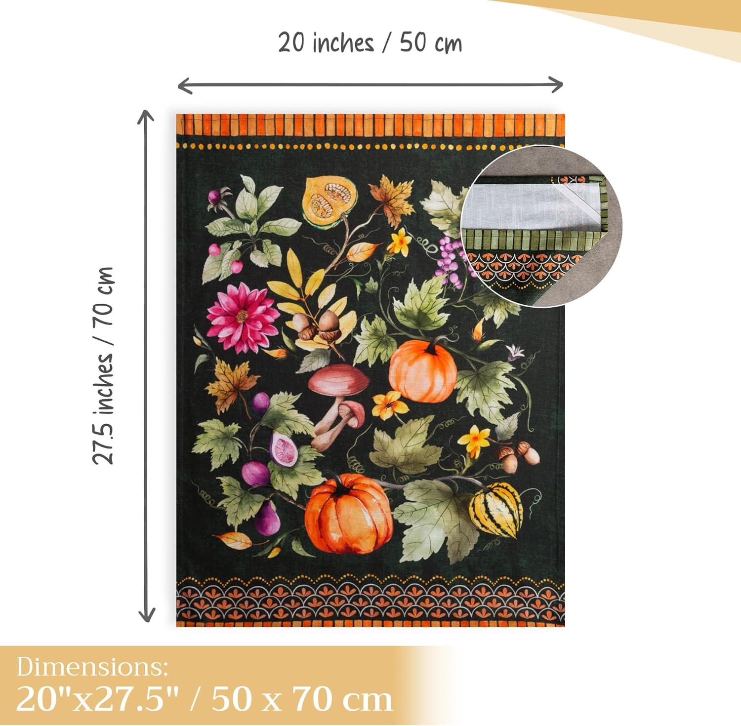 imageMaison d Hermine Kitchen Towels Set of 3 100 Cotton 20quot x 275quot Reusable Cloth Tea Dish Towels Absorbent with Hanging Loop for Kitchen Dining Thanksgiving Christmas Decorations Recolte08  Pumpkin Garden  Dark Green