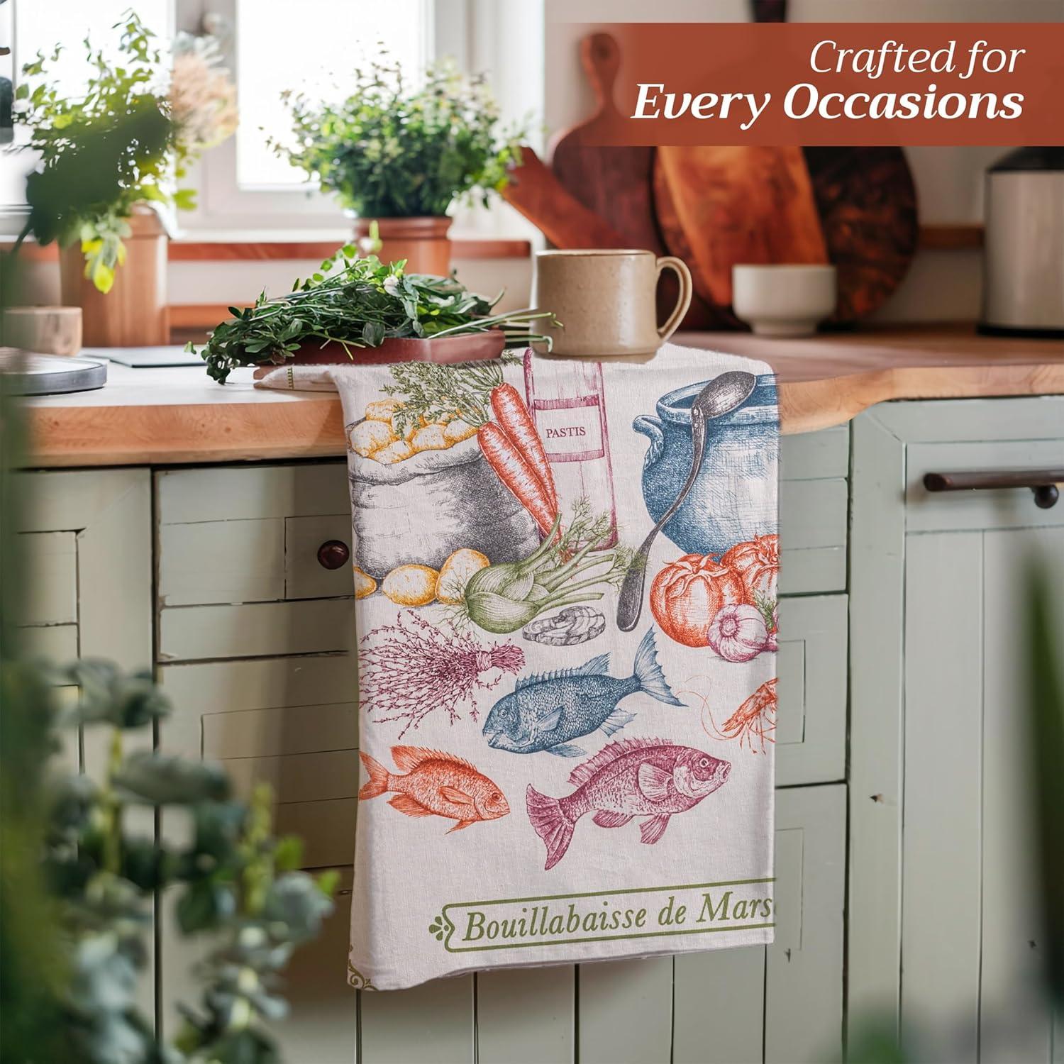 imageMaison d Hermine Kitchen Towels Set of 3 100 Cotton 20quot x 275quot Reusable Cloth Tea Dish Towels Absorbent with Hanging Loop for Kitchen Dining Thanksgiving Christmas Decorations Recolte07  Gastronomie