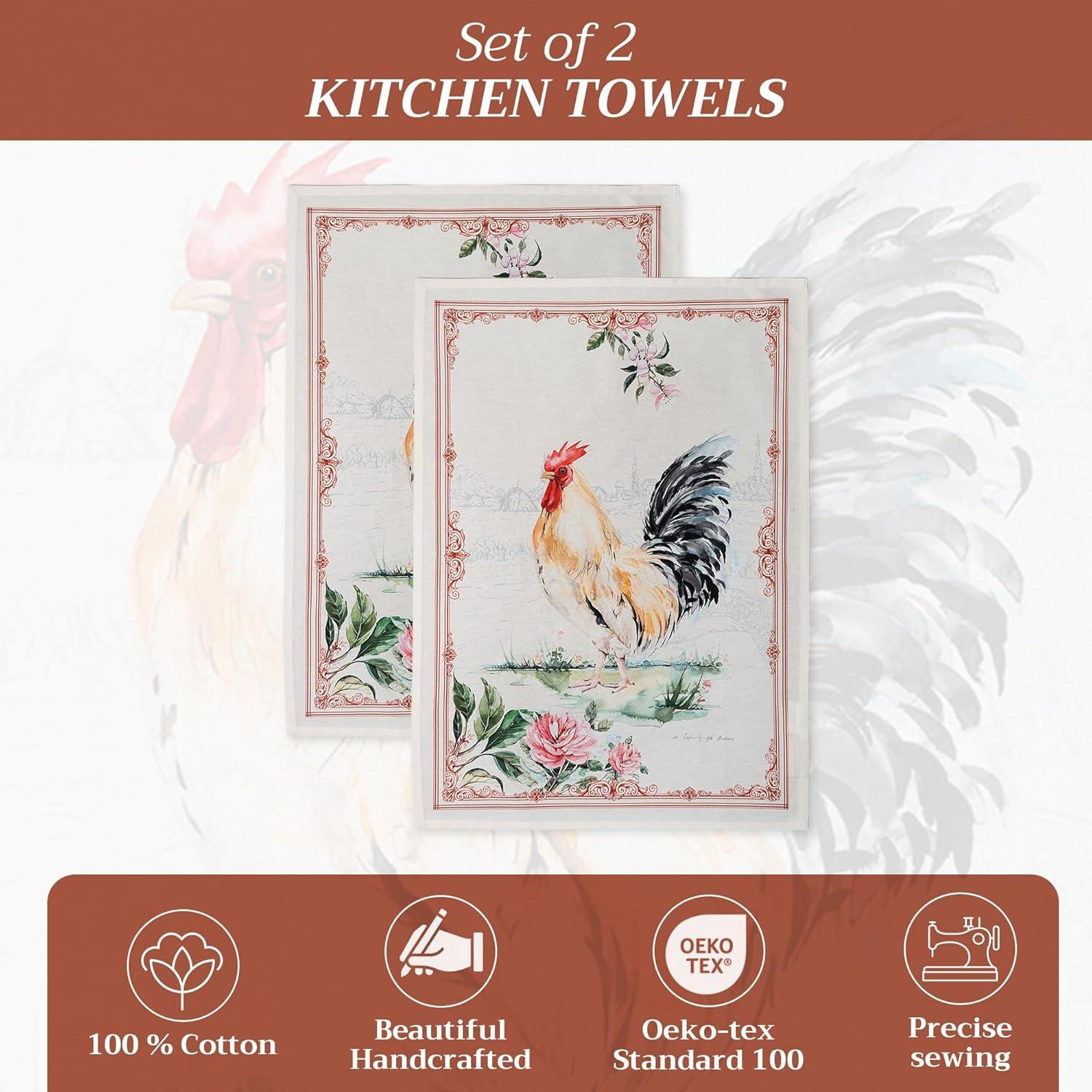 imageMaison d Hermine Kitchen Towels Set of 3 100 Cotton 20quot x 275quot Reusable Cloth Tea Dish Towels Absorbent with Hanging Loop for Kitchen Dining Thanksgiving Christmas Decorations Nila05  Campagne  Coq