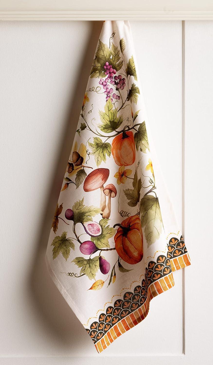 imageMaison d Hermine Kitchen Towels Set of 3 100 Cotton 20quot x 275quot Reusable Cloth Tea Dish Towels Absorbent with Hanging Loop for Kitchen Dining Thanksgiving Christmas Decorations Recolte08  Pumpkin Garden  Dark Green