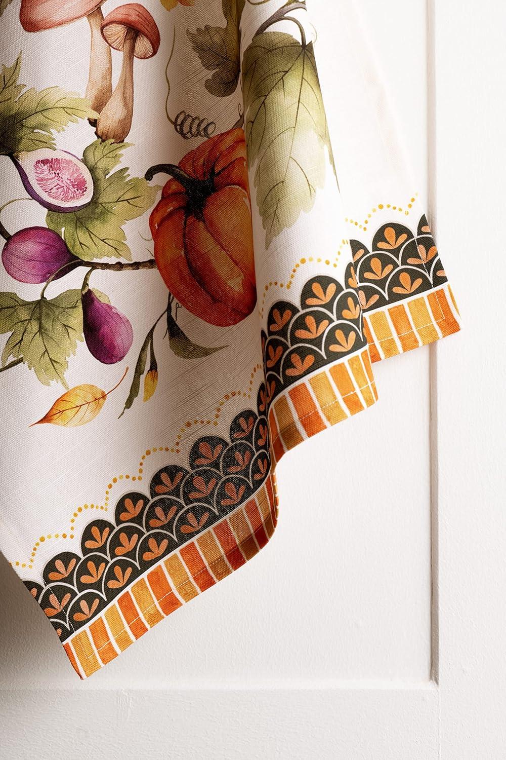 imageMaison d Hermine Kitchen Towels Set of 3 100 Cotton 20quot x 275quot Reusable Cloth Tea Dish Towels Absorbent with Hanging Loop for Kitchen Dining Thanksgiving Christmas Decorations Recolte08  Pumpkin Garden  Dark Green