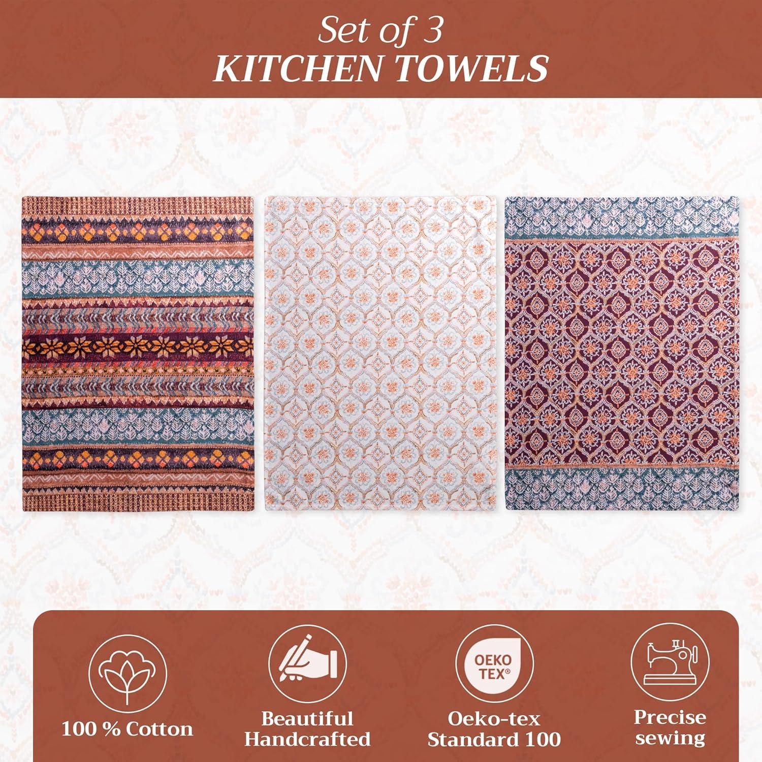 imageMaison d Hermine Kitchen Towels Set of 3 100 Cotton 20quot x 275quot Reusable Cloth Tea Dish Towels Absorbent with Hanging Loop for Kitchen Dining Thanksgiving Christmas Decorations Nila18  Fair Isle