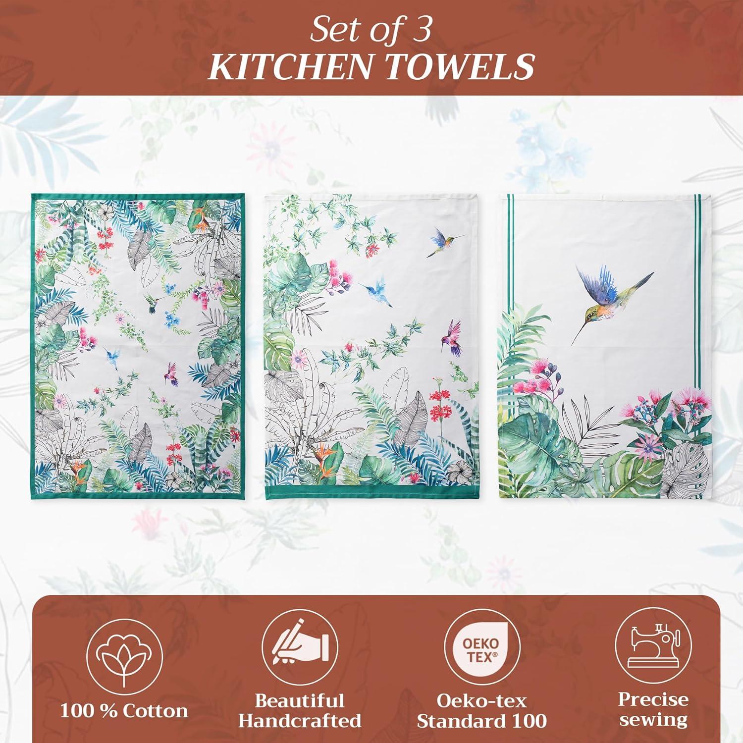 imageMaison d Hermine Kitchen Towels Set of 3 100 Cotton 20quot x 275quot Reusable Cloth Tea Dish Towels Absorbent with Hanging Loop for Kitchen Dining Thanksgiving Christmas Decorations Nila27  Tropiques