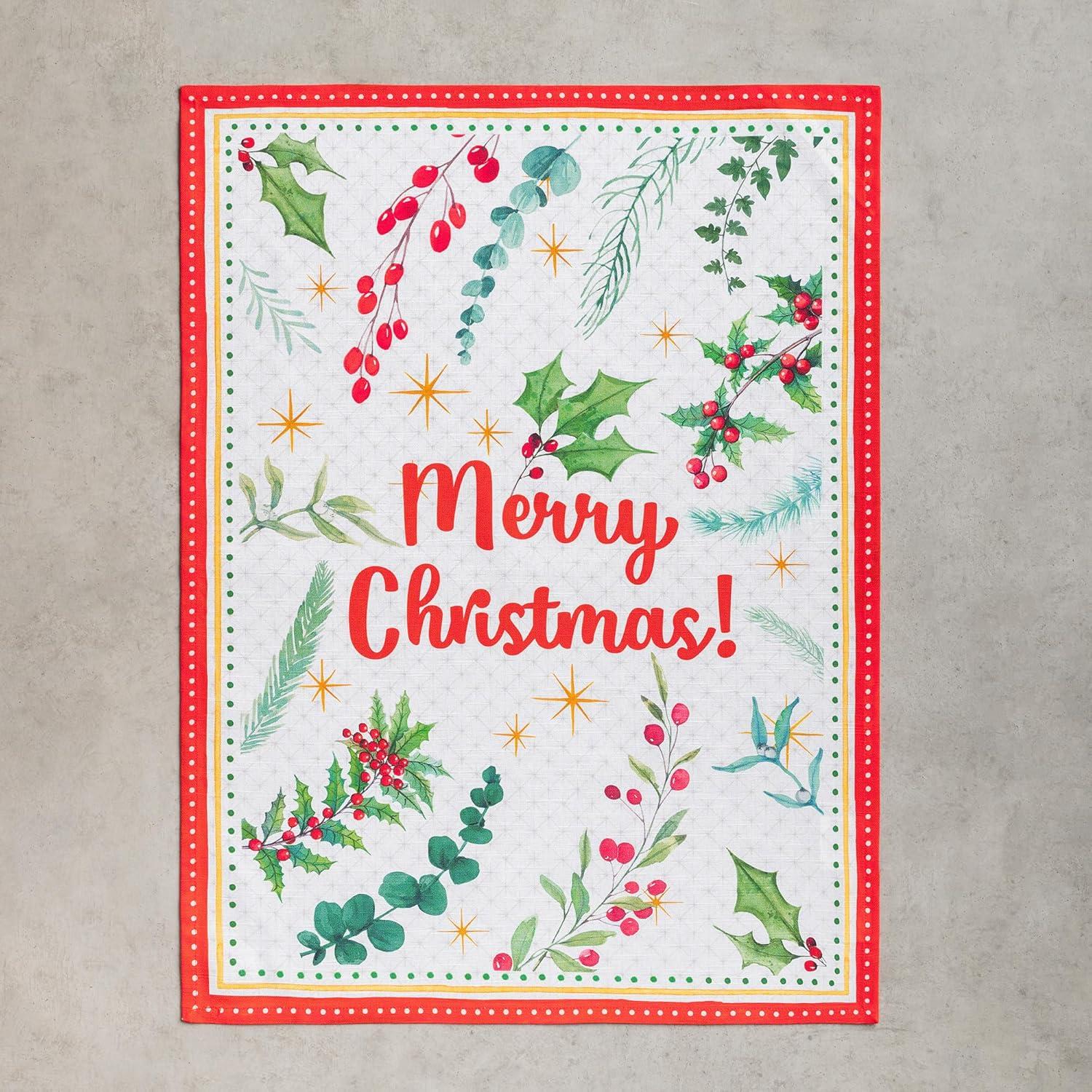 imageMaison d Hermine Kitchen Towels Set of 3 100 Cotton 20quot x 275quot Reusable Cloth Tea Dish Towels Absorbent with Hanging Loop for Kitchen Dining Thanksgiving Christmas Decorations Nila13  Poinsettia Christmas