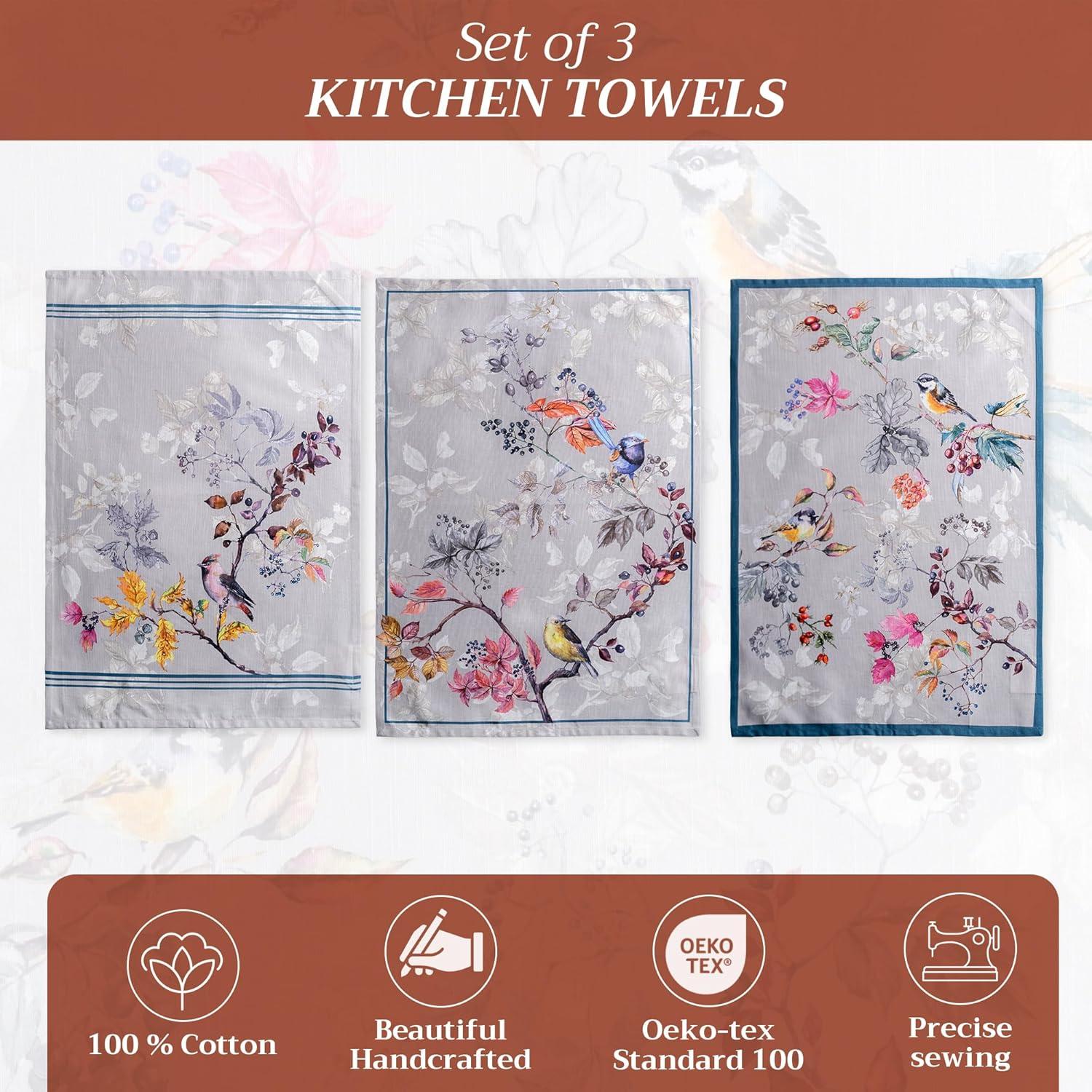 imageMaison d Hermine Kitchen Towels Set of 3 100 Cotton 20quot x 275quot Reusable Cloth Tea Dish Towels Absorbent with Hanging Loop for Kitchen Dining Thanksgiving Christmas Decorations Nila10  Equinoxe  Grey