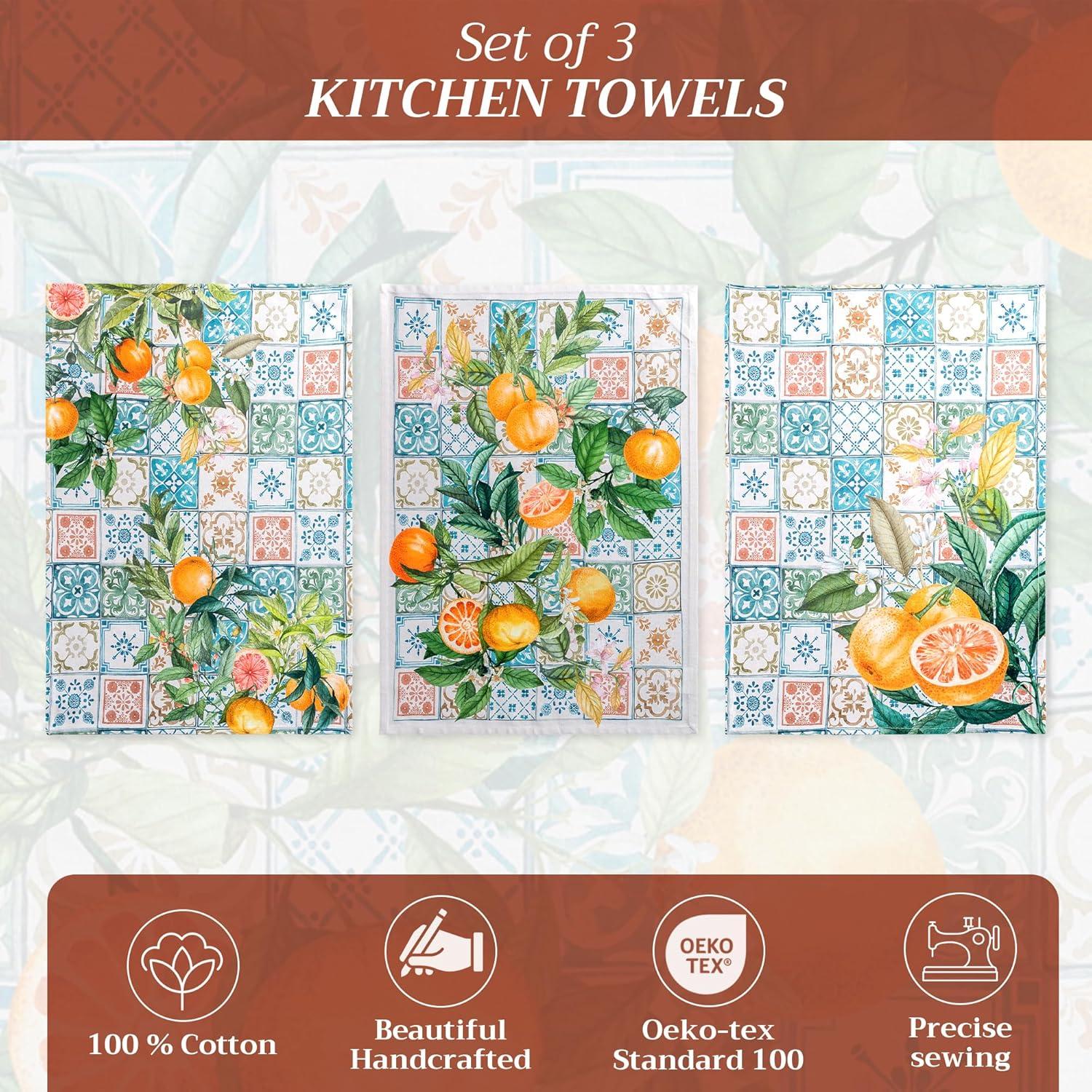 imageMaison d Hermine Kitchen Towels Set of 3 100 Cotton 20quot x 275quot Reusable Cloth Tea Dish Towels Absorbent with Hanging Loop for Kitchen Dining Thanksgiving Christmas Decorations Nila22  Agrume